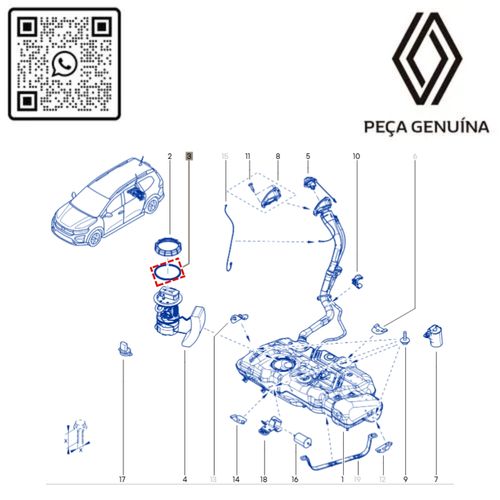 RN 56197R 400556197R ANEL DE VEDACAO DA BOMBA DE COMBUSTIVEL KARDIAN 3